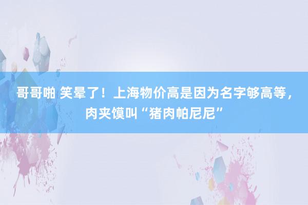 哥哥啪 笑晕了！上海物价高是因为名字够高等，肉夹馍叫“猪肉帕尼尼”