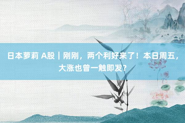 日本萝莉 A股｜刚刚，两个利好来了！本日周五，大涨也曾一触即发？